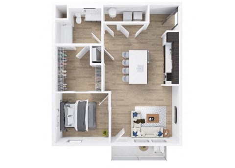 Floor plan for 1 bed, 1 bath, 756 sqft